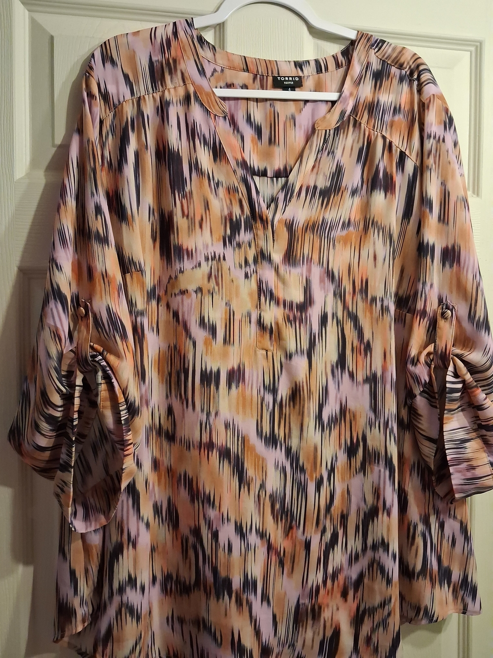 torrid Pink, Peach & Black Abstract Print Tunic